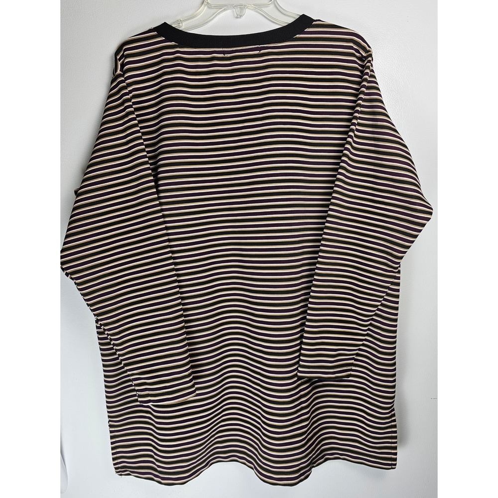 White Stag Woman Striped Long Sleeve Top Pocket Detail Size‎ 18 20 - Picture 2 of 5